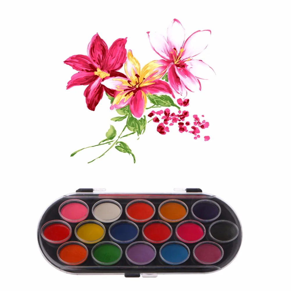Paint Tray Color Palette Watercolor Palette 16 Colors Watercolor Palette Brush Set Painting Tray Craft Drawing Art Mini Kid Gift Painting Supplies School Student