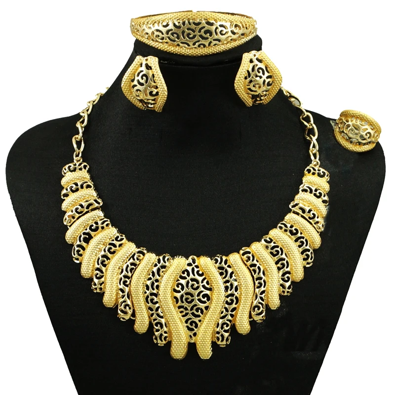 

for party big African costume jewelry sets new arrival necklace set wedding fashion high quality free shipping gold color