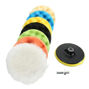 

8Pcs 125mm Gross Polishing Buffing Pad Kit For Car Polishing With Drill Adapter 5 inch Polisher Pads Buffing Adhesive Backer Pad
