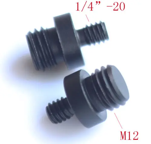 

2x 1/4"-20 to M12 double Male Threaded screw Adapters for 15mm rod Rail DSLR Rig