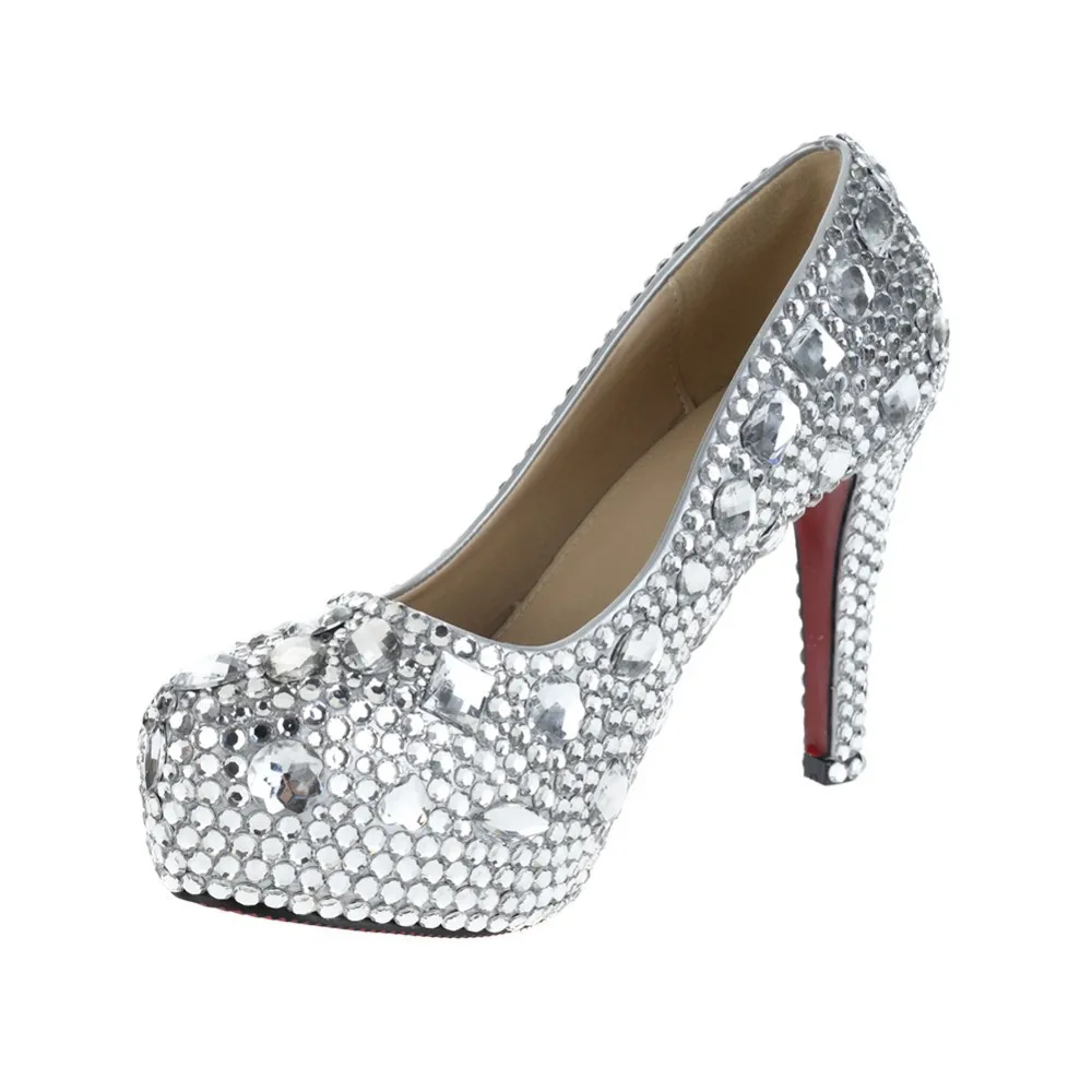 silver sparkly short heels