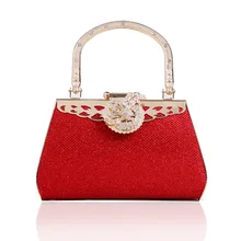High-end-gold metall hochzeit kleid prinzessin tasche handtasche clutch damen matt diamant party prom abendessen abendtasche mit griff