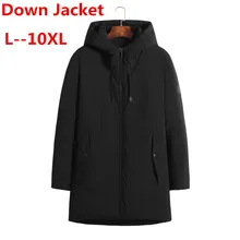 10XL 9XL 8XL новая Длинная зимняя белая пуховая куртка с меховым капюшоном мужская одежда повседневные куртки утепленные парки мужское большое пальто