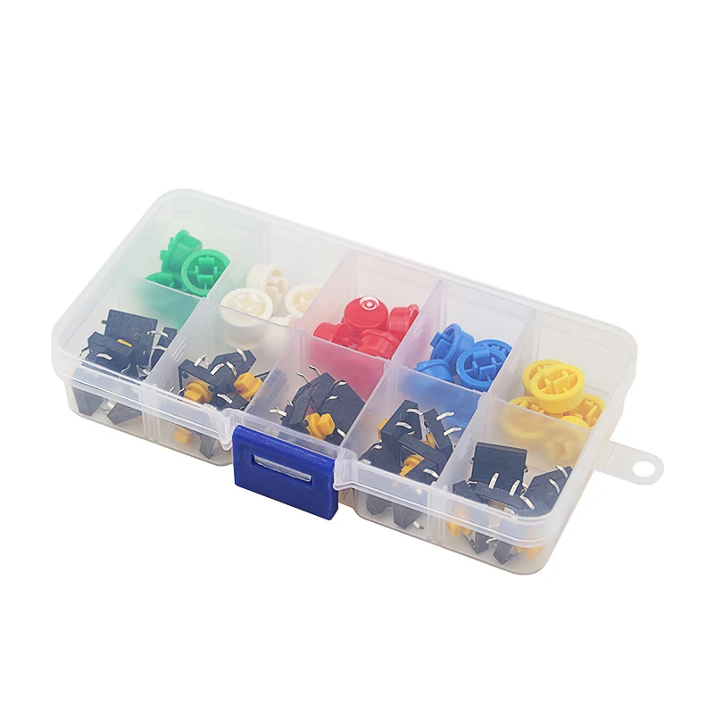 

25pcs 12*12*7mm Tactile Push Button Switch Key + 25pcs Button Cap + Storage Box for Raspberry Pi Small Accessories