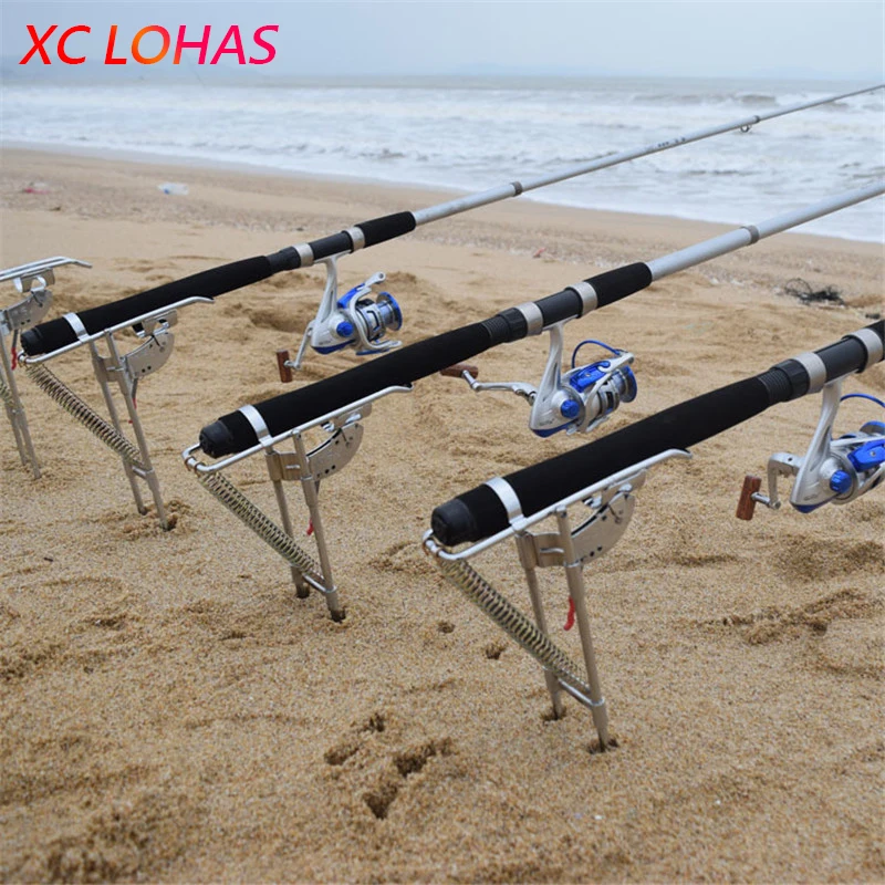 melhor Atualizado Automática Vara De Pesca Acessórios Dupla Mola de Aço Espessa de Alta Resistência Pólo De Pesca Suporte Estande Titular