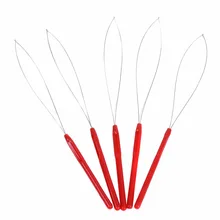 12 шт. волос крюк снимателя нитевдевателя Micro Кольца Бисер петля Пластик ручка с Железная проволока красный