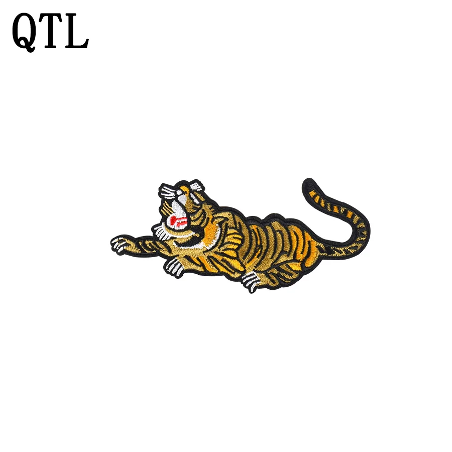 

5PCS Crawl Tiger Stripe Embroidery Patches for Clothing Jacket Iron on Transfer Patch Animal Applique For Clothes DIY Patches