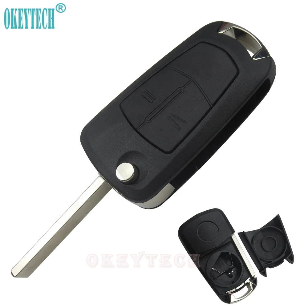 OkeyTech 2 Buttons Remote Control Flip Key Case Shell Cover for Opel VAUXHALL Insignia Astra Vectra Omega Zafira Replacement Fob