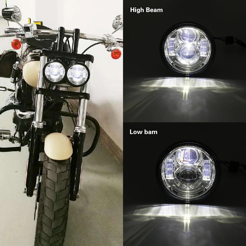 Светодиодный мотоциклетный головной фонарь лампа для скутера проектора Fatbob