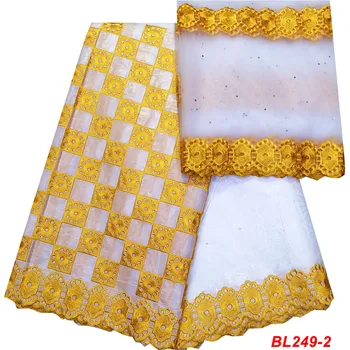 

White color embroidered bazin riche getzner 2019 with Mesh Net lace fabric African Bazin fabric for women dress BL249