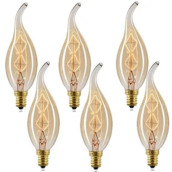 

6pcs/lot Retro Lamp C35L 40W E14 C35 Warm White Retro Dimmable Decorative Incandescent Vintage Edison Light Bulb for home/Living