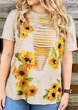Hollow Out T Shirt Women Sunflower Print Top Tees 2019 Summer Sexy Tops Casual Flowers Print T-shirt Tees Female Top Lady Hollow Out T Shirt Women Sunflower Print Top Tees 2019 Summer Sexy Tops Casual Flowers Print T-shirt Tees Female Top Lady