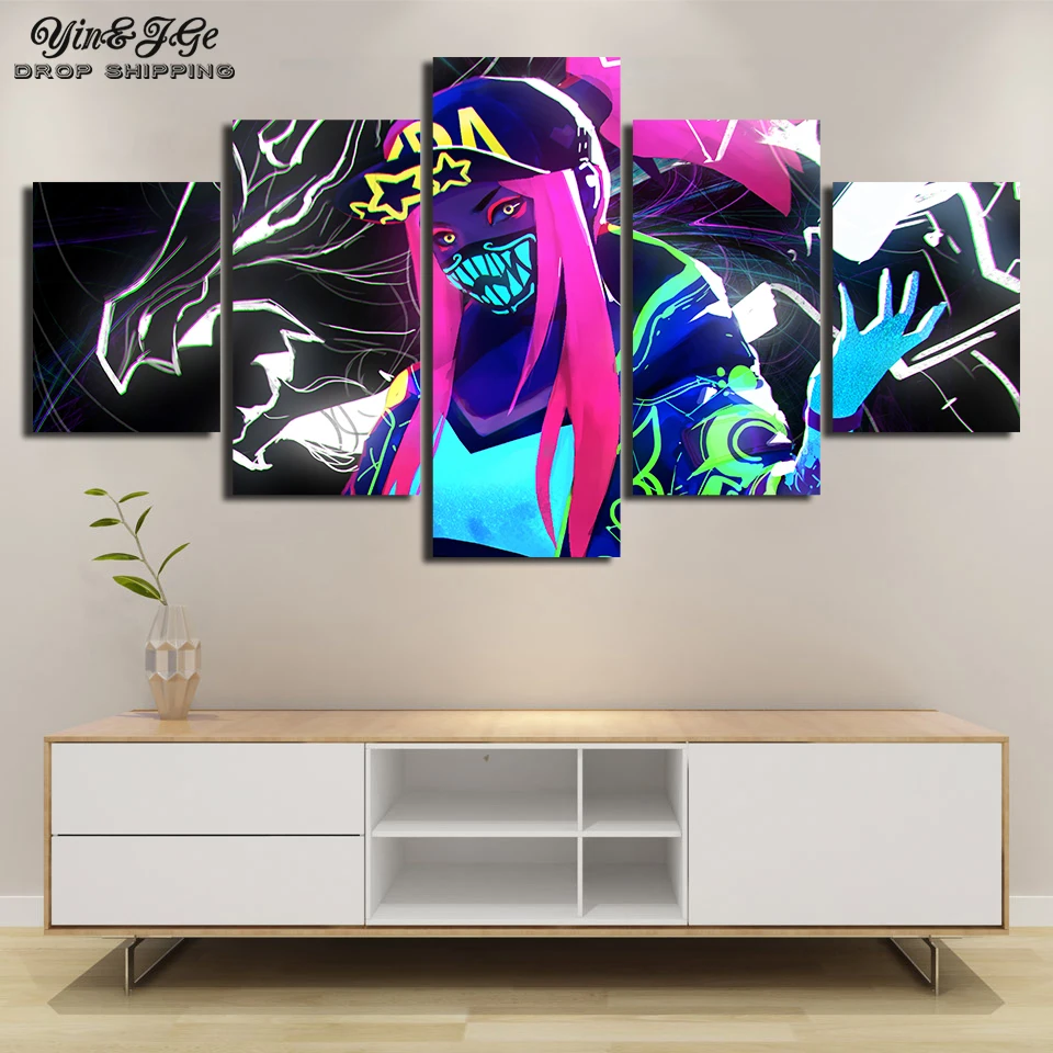 Модульные картины на холсте 5 шт. Akali K/DA League of Legends | Дом и сад