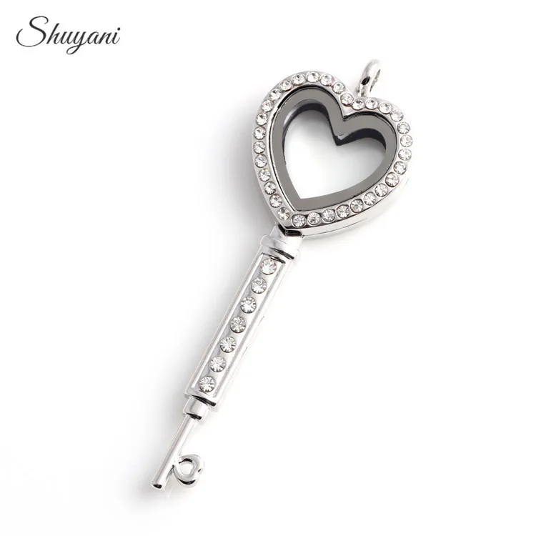 10pcs-lot-Newest-Floating-Locket-Crystal-Heart-Key-Floating-Locket-Openable-Magnetic-Glass-Charms-Locket-Pendant