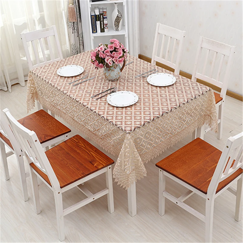 Lanweini Hollow Embroidered Elegant Fabric Tablecloths For Rectangular Table Cloth For Table Decor Crochet Tea TV Cabinet Cover