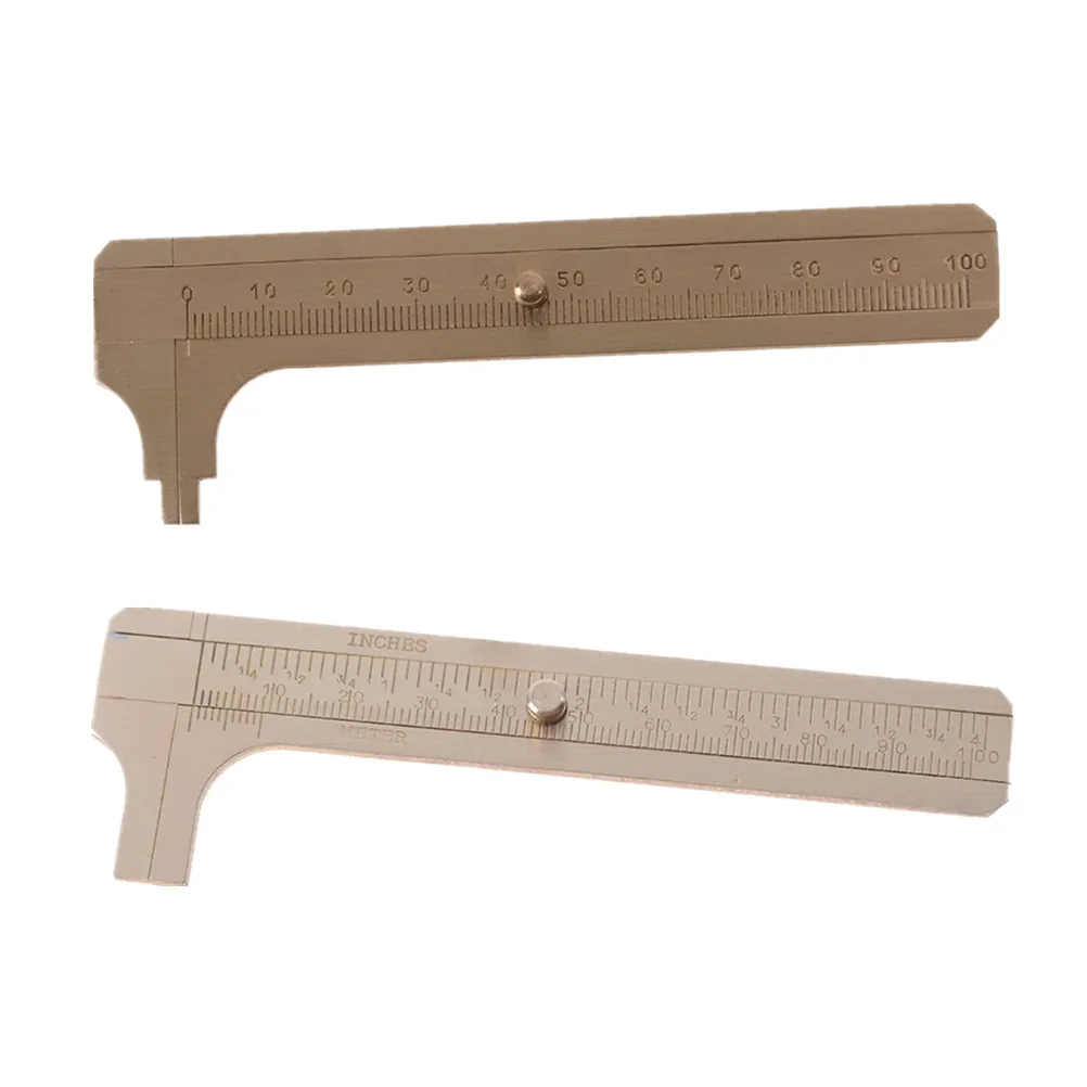 1pc Single Scale/Double Scale Measurement Tool Mini Brass Sliding Gauge Vernier Caliper Measure For Pocket 100mm