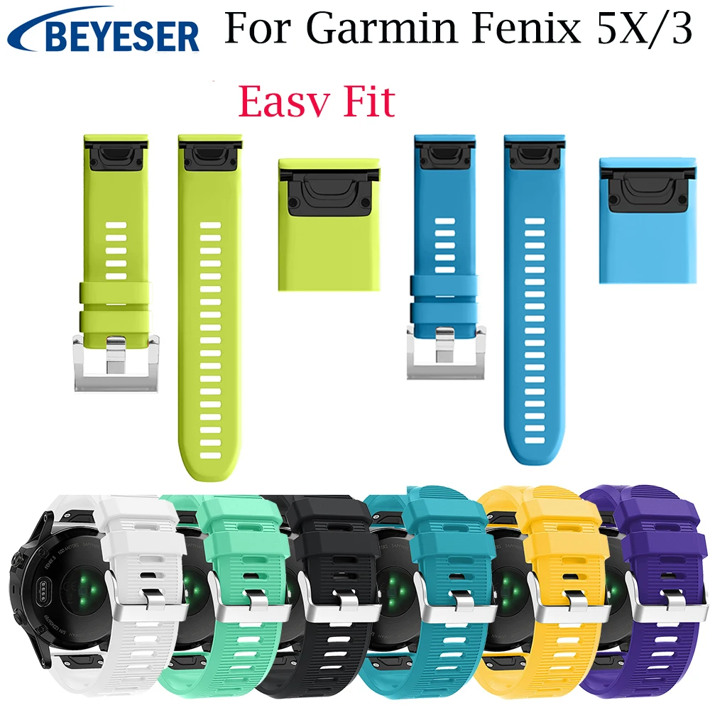 

26 22 20MM Watchband Strap for Garmin Fenix 5X 5 5S Plus 3 3HR Watch Quick Release Silicone Easy fit Wrist Band bracelet Strap