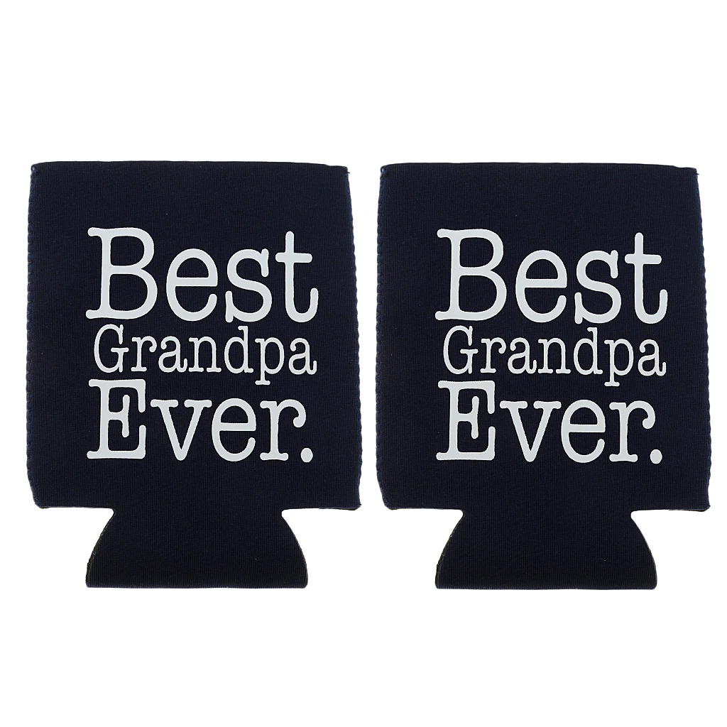 

2pcs Funny BEST GRANDPA EVER Black Beer Can Cooler Holder Soda Can Bottle Holder Gift Party Supplies