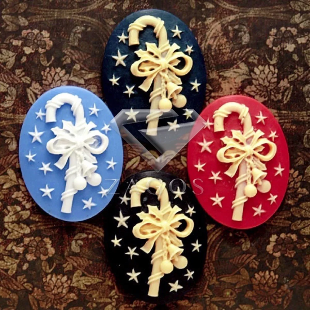 

2/4Pcs Resin Vintage Style Oval Christmas Bell Flat Back Cameo Cabochon 40x30mm For Jewelry Accessories Wholesale RB0601