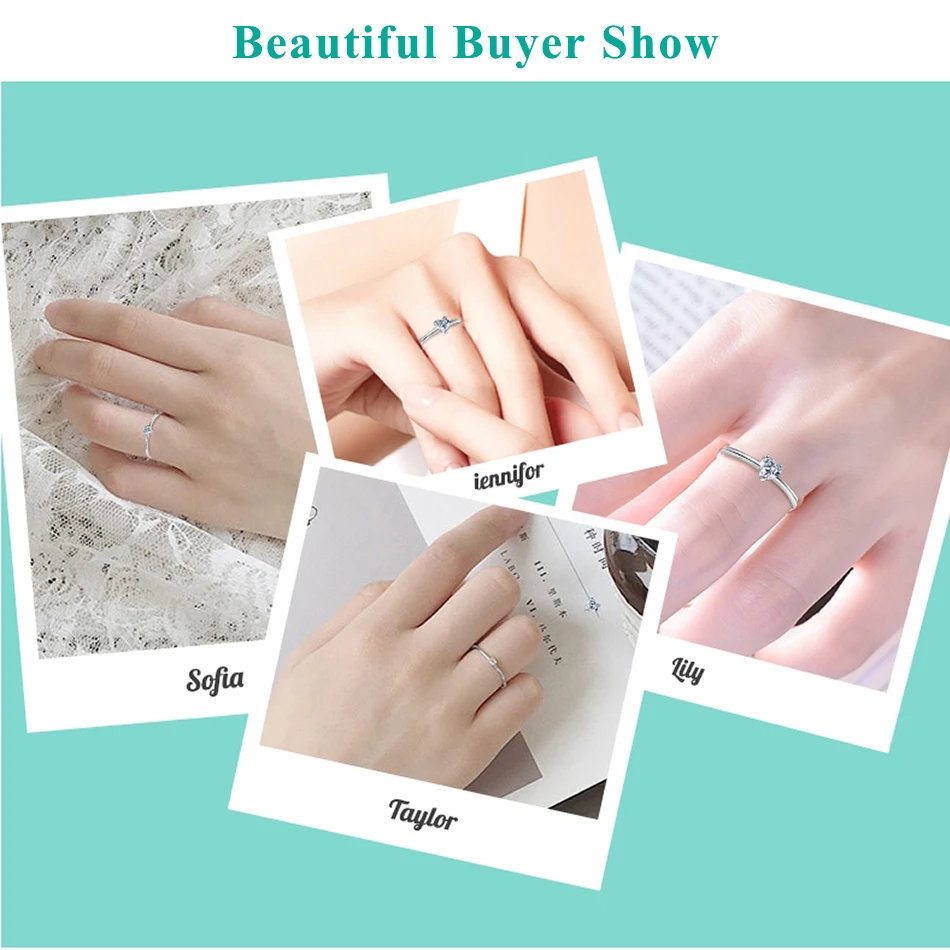 ELESHE 2018 New Fashion 925 Sterling Silver Heart Clear CZ Crystal Female Rings for Women Wedding Christmas & Valentines Jewelry