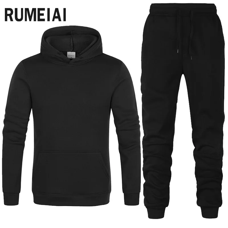 

2019Men's Suits Two Set Sporting Men Warm Hoodies and Long Pants Tracksuit Track Letter Size Sweatsuit Male 5XL Sets