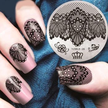 

1 Pc Nails Stamping Plate Lace Flowers Butterfly Crown Nail Art Template Tools Accessories YZWLE28