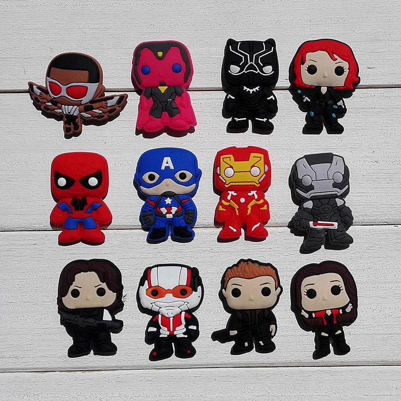 

single sale 1pc Avengers shoe decoration/shoe charms/shoe accessories for Bands fit bracelet/wristbands Kids love them boys like