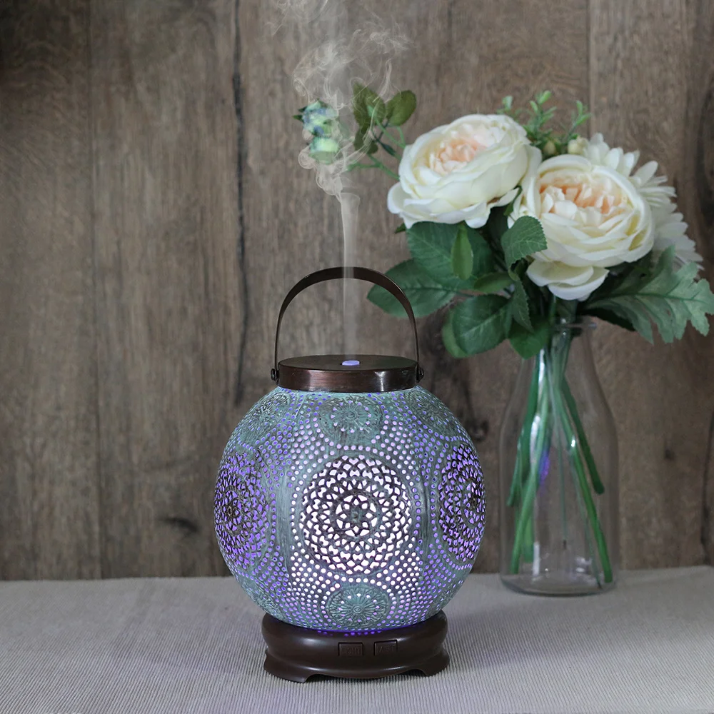 

Creative Iron Lantern Shaped Essential Oil Air Humidifier Cool Mist Metal Vaporizer Diffuser for Baby Home Office Bedroom120ml