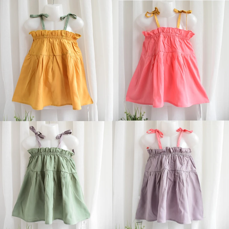 

1-3 Years Old Girls Sling Dress 4 Color Summer 2019 New Children Clothing Girls Baby Infant Children's Sleeveless Princess Dress