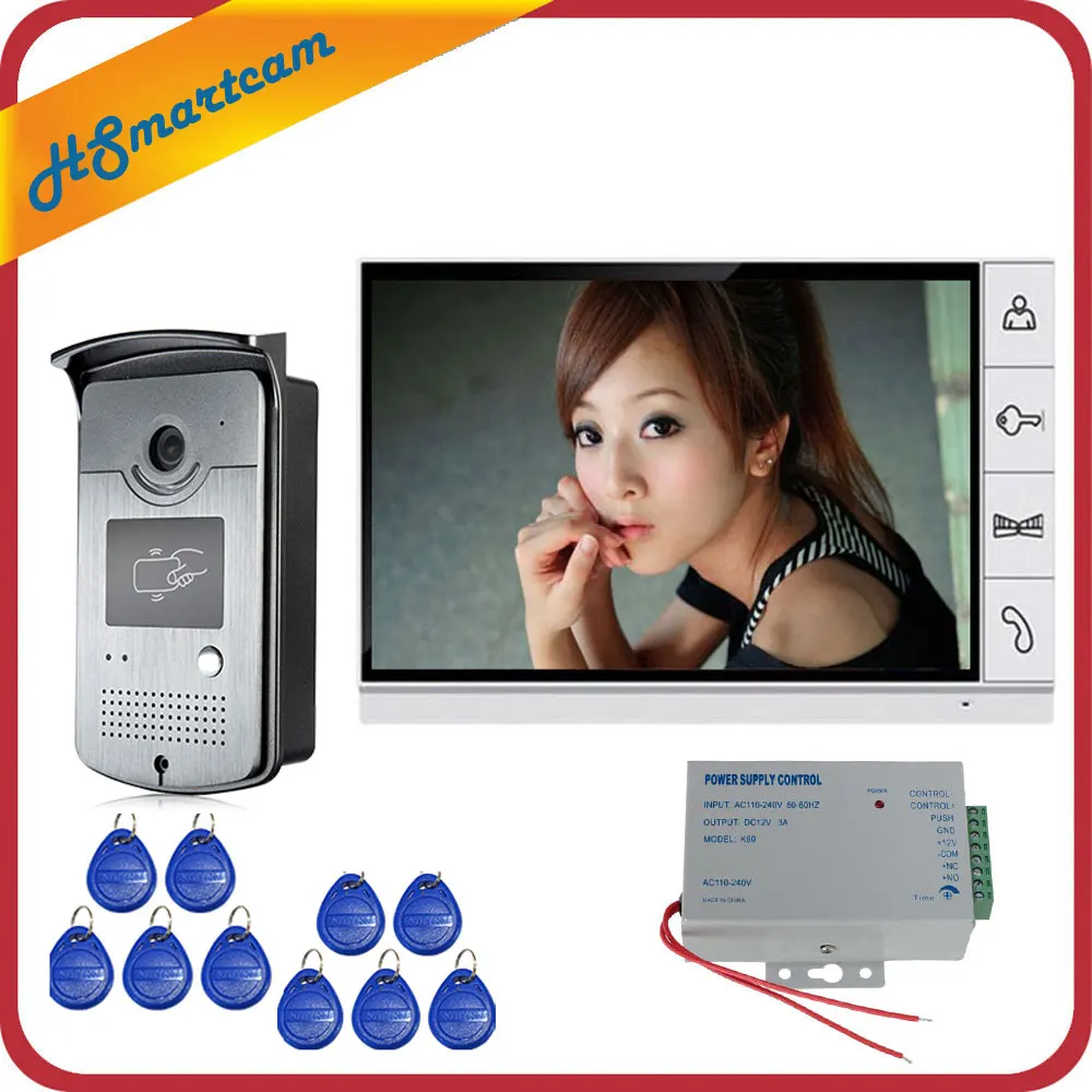 9 inch LCD monitor Speakerphone intercom Color Video Door Phone doorbell access Control System doorphone free shipping