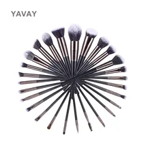 Бренд YAVAY, 27 шт./лот, черные кисти для макияжа, набор для женщин, косметический инструмент, нейлоновые кисти с деревянными ручками, профессиональные кисти