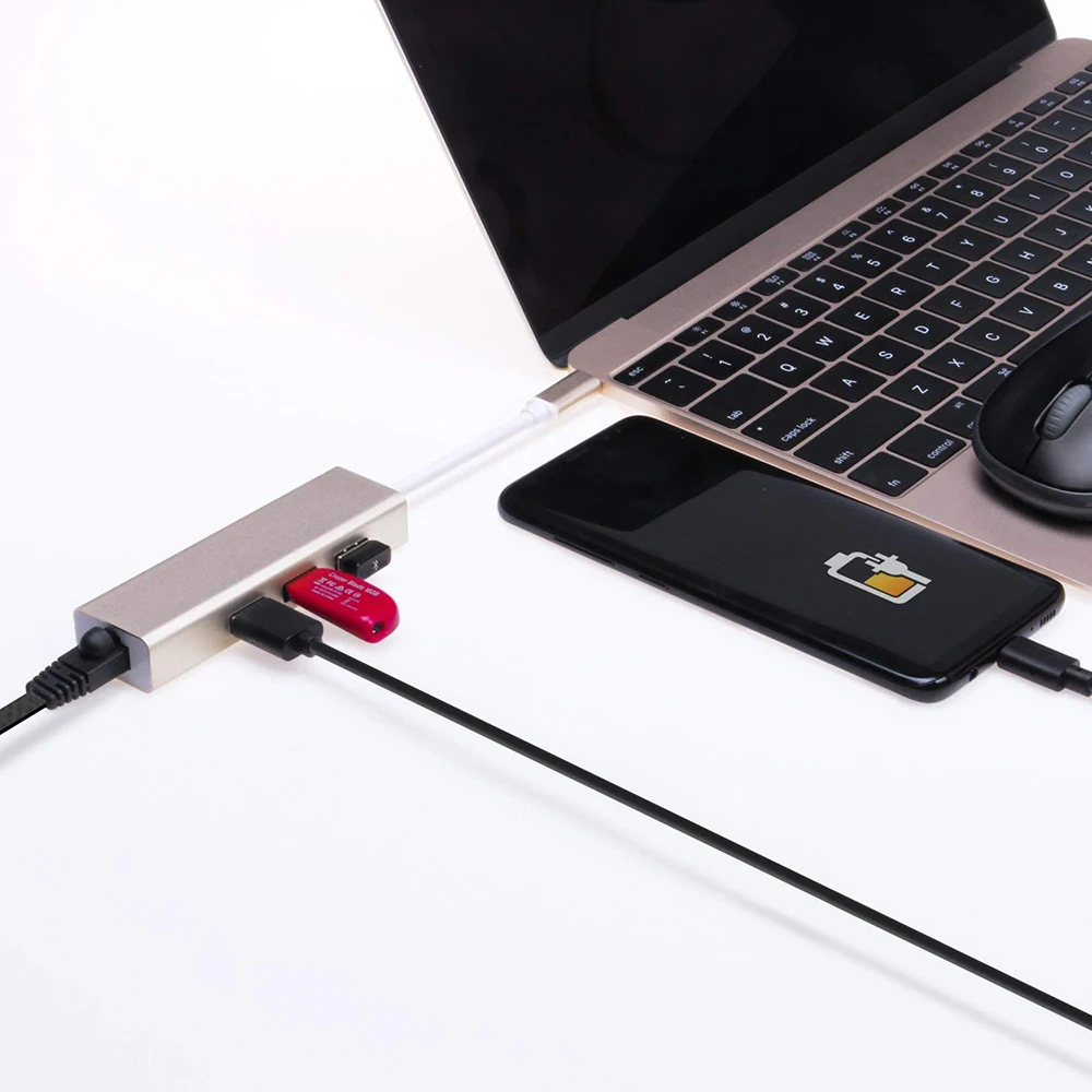 Sago USB C концентратор type для RJ45 Gigabit Ethernet Lan адаптер с 3 портами 0 конвертировать Apple