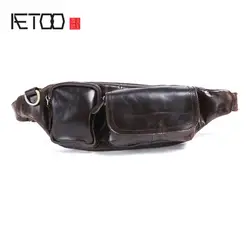 Aetoo Для мужчин первый слой кожаный карман ретро досуг большая емкость