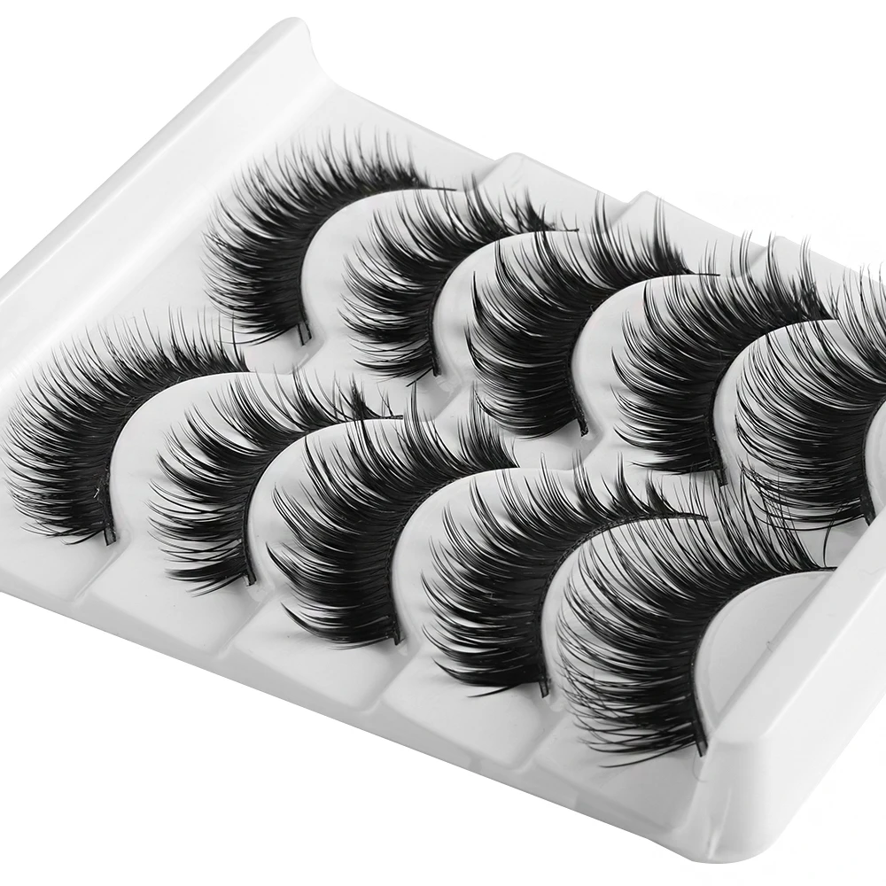 

5 Styles Mixed Handmade Gorgeous Thick Mixed Soft Full Strip False Eyelashes Wispy Long Cross Eye Lashes Makeup Extension Tools