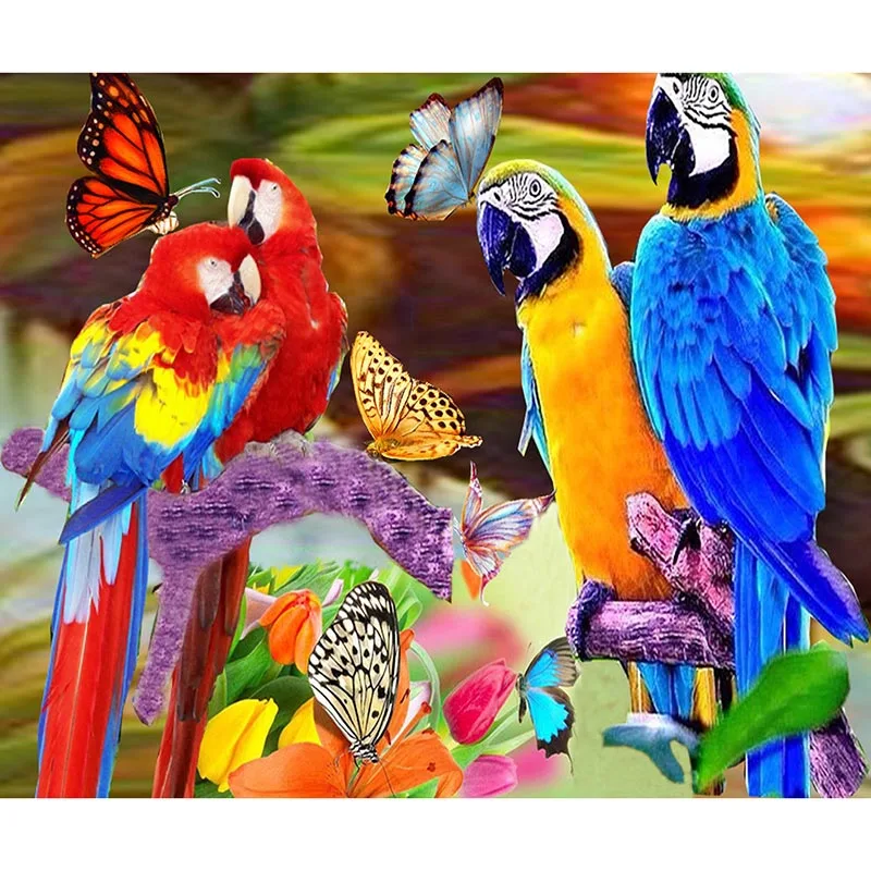 

5D DIY Diamond Painting Animal Parrot Butterfly Full Circular Diamond Embroidered Cross Stitch Rhinestone Home Decor