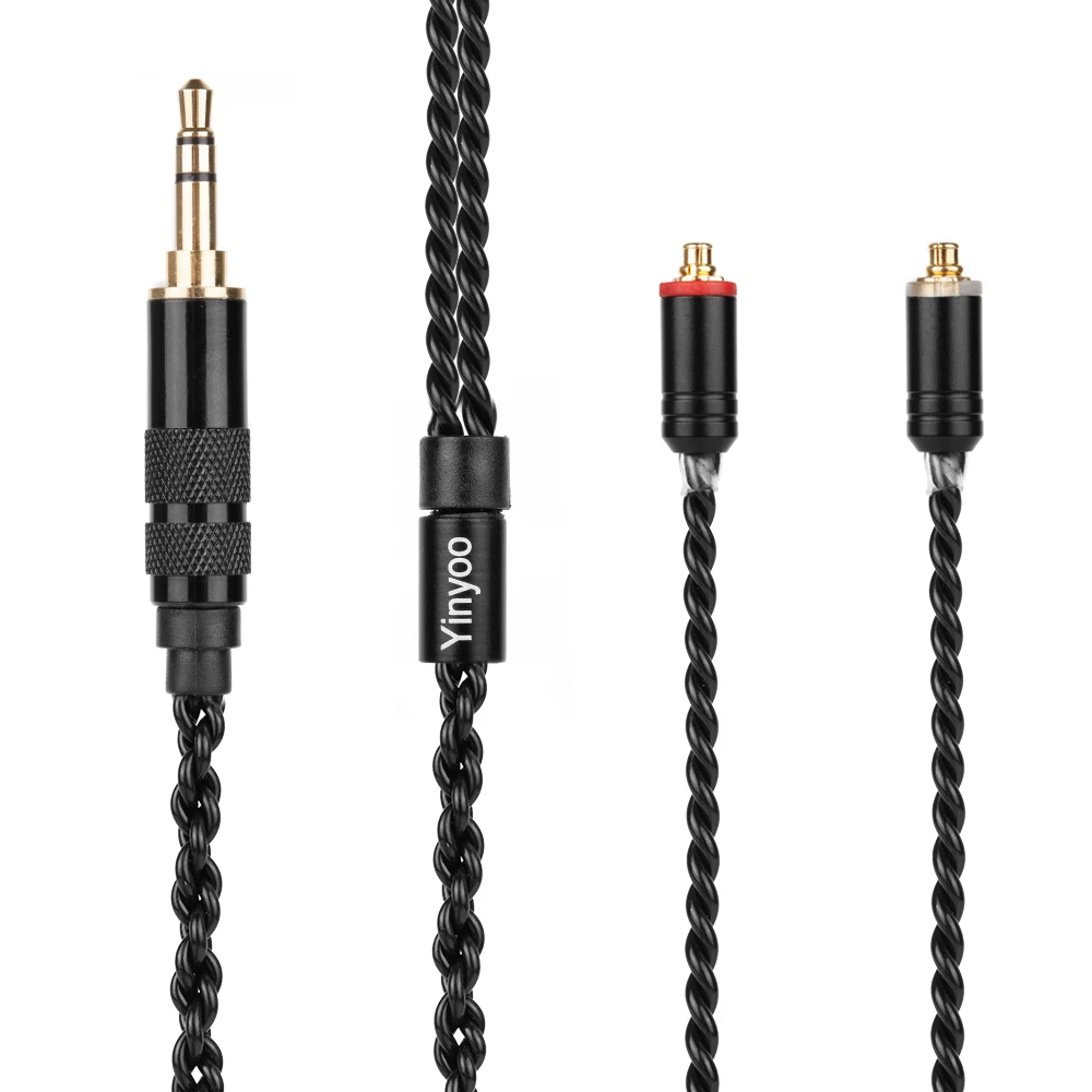 AK Yinyoo H3 H5 4 ядра Модернизированный посеребренный кабель для наушников 3,5/2,5/4,4 мм кабель с MMCX/2Pin ZS10 лампа указателя X6 V80 C10/C16/C12 V2