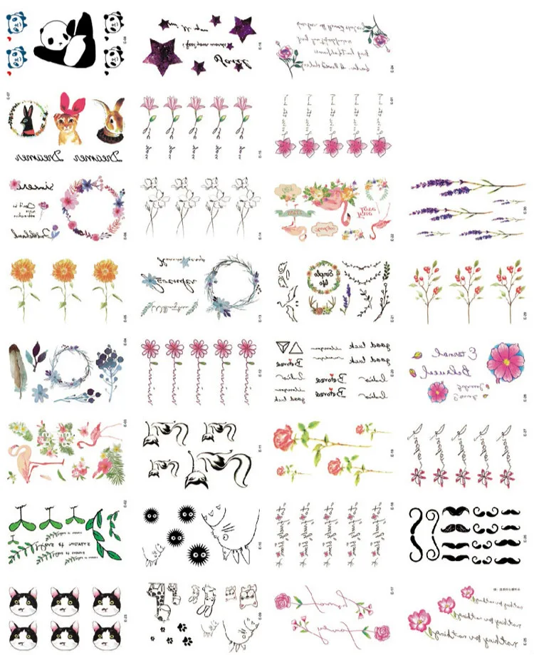 30 шт./компл. Водонепроницаемая временная татуировка наклейка Кот кролик Фламинго цветок панда поддельные татуировки для детей девочек татуажи темное