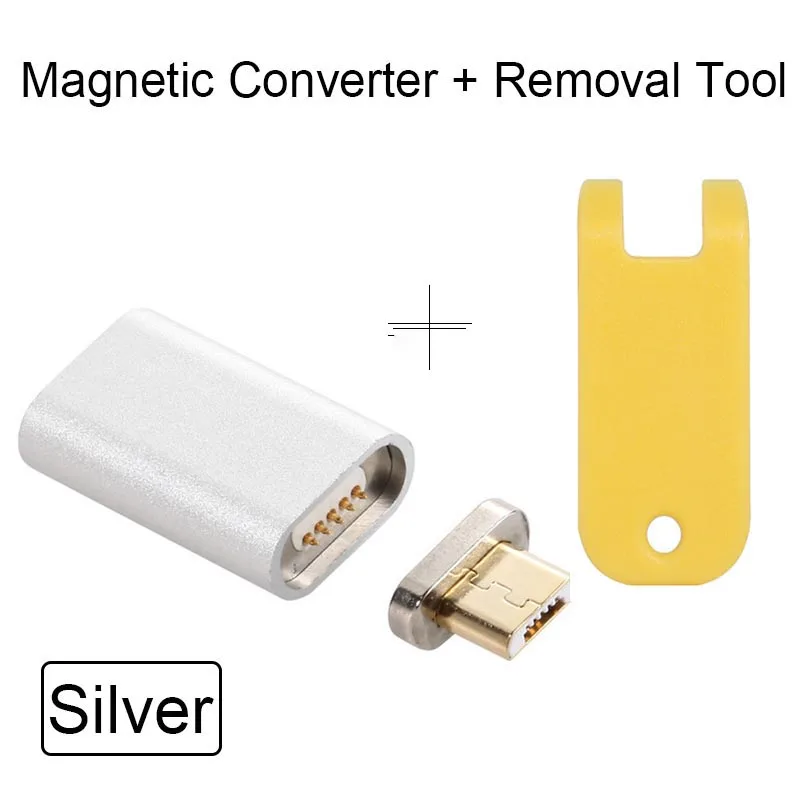 YIESOM Micro USB магнитное зарядное устройство адаптер данных с светодиодный светильник магнитные кабели адаптер преобразования для SAMSUNG GALAXY Android устройства - Цвет: Silver