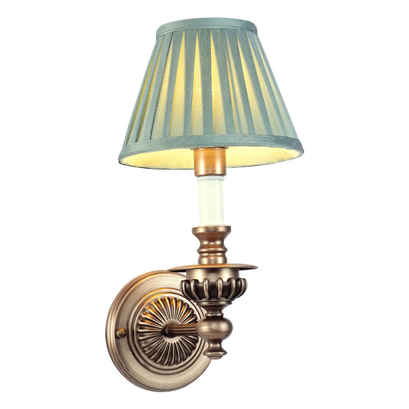 American Iron Bedside Lamp E14 Modern Retro Dark Green Fabric Shade