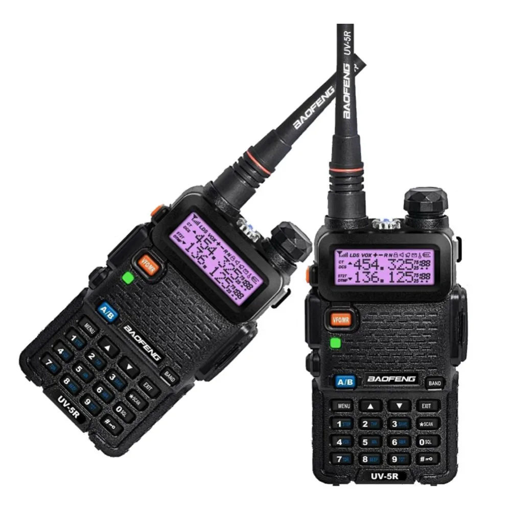 2 шт Новый черный BAOFENG UV-5R портативная рация VHF/UHF 136-174/400-520 MHz двухстороннее радио ЕС Америка; Россия наличии