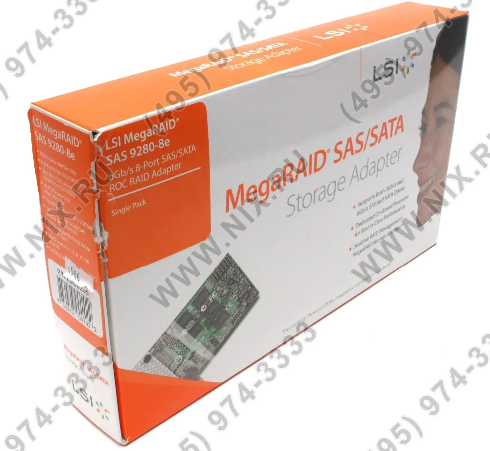 RaidStorage Avago LSI MegaRAID SAS 9280-8e LSI00205 8 портов 512 МБ кэш SFF8088 6 ГБ RAID0.1.5.6 PCI-E 2,0X8 плата контроллера