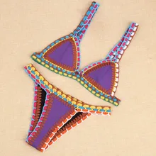 Free Shipping Women Bikini Set Push Up Crochet Multicolor