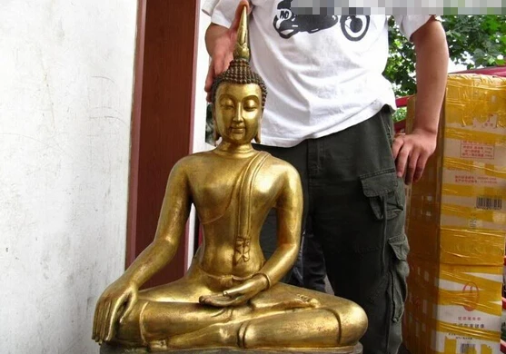 

150401 S0167 25 Tibet Buddhism Bronze Copper Gild Thailand Sakyamuni Buddha Tathagata Statue
