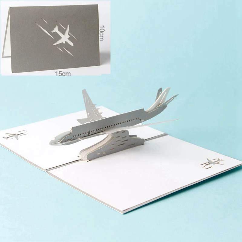 

Paper Laser cut 3D pop up cards vintage plane gifts postcard birthday Father's day greeting cards with envelope carte postale