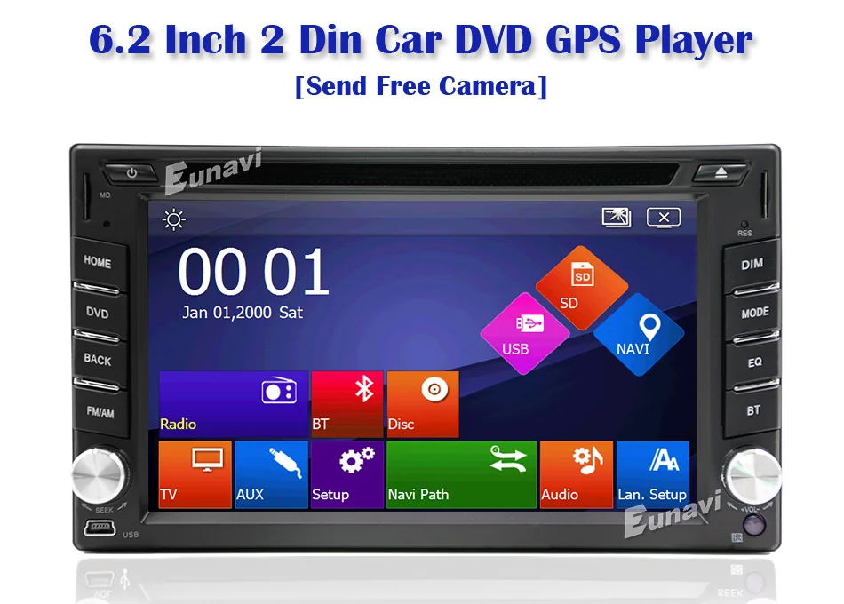Best 2019 New Eunavi 2 Din Car Dvd Bluetooth Usb/tf Fm Aux Input Radio Mp5 Player Multimedia Entertainment With Hd Rear View Camera 2