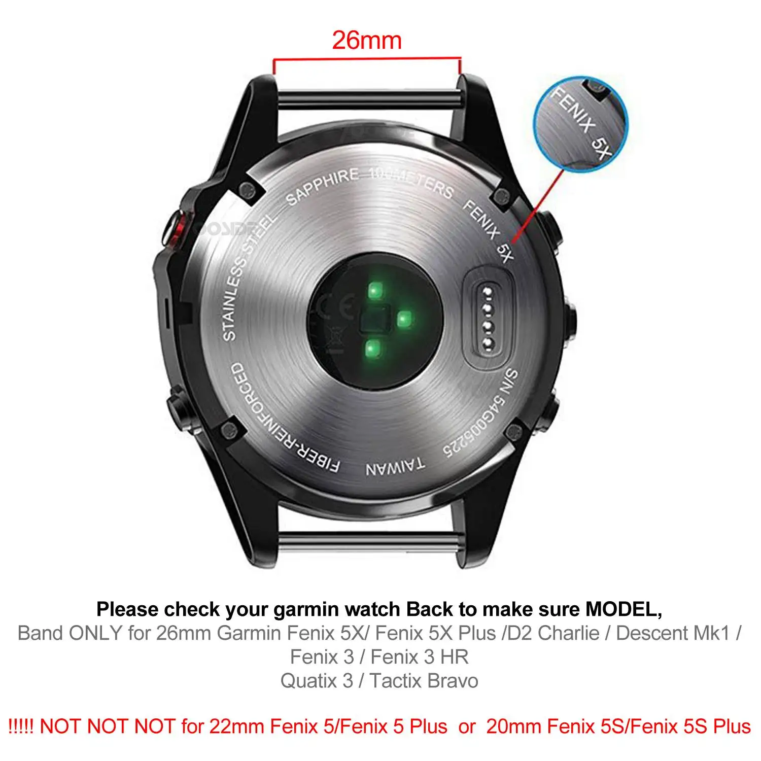 Yooside 26mm ajuste rápido fenix 5x metal