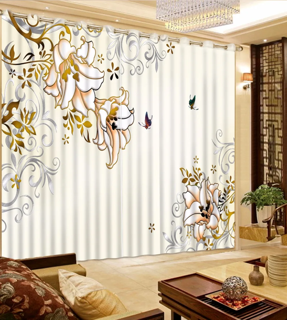Photo Customize Drapes Blackout 3D Curtains brief flower For Living Room Hooks Polyester/Cotton Curtain | Дом и сад