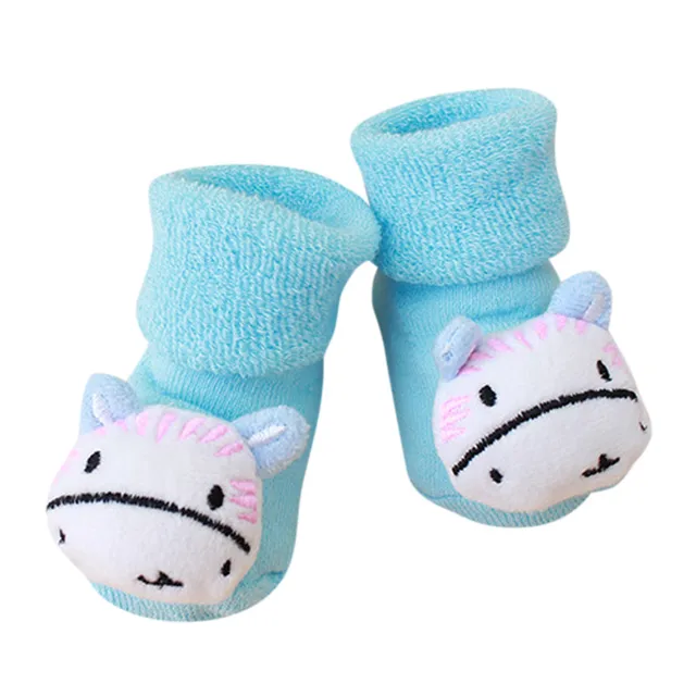 WARMSHOP 0-6 Months Cartoon Newborn Baby Girls Boys Thick Warm Anti-Slip Polyester Soft Floor Socks Slipper First Walkers 