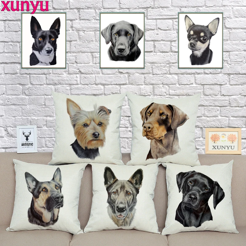 

Cute Animal Cushion Cover 45x45cm Pet Dog Pillow Case Linen Pillowcase Home Decorative Throw Pillow Cover for Sofa Couch Bedroom