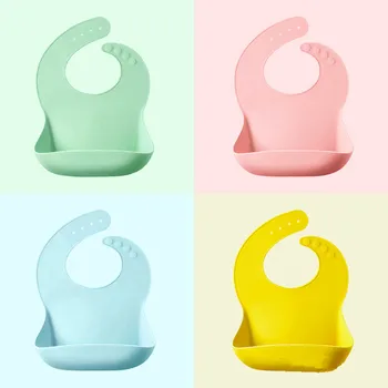 

Baby Bibs Waterproof Silicone Feeding Baby Saliva Towel Newborn Solid Color Burp Cloths Toddler Kids Adjustable Feeding Apron